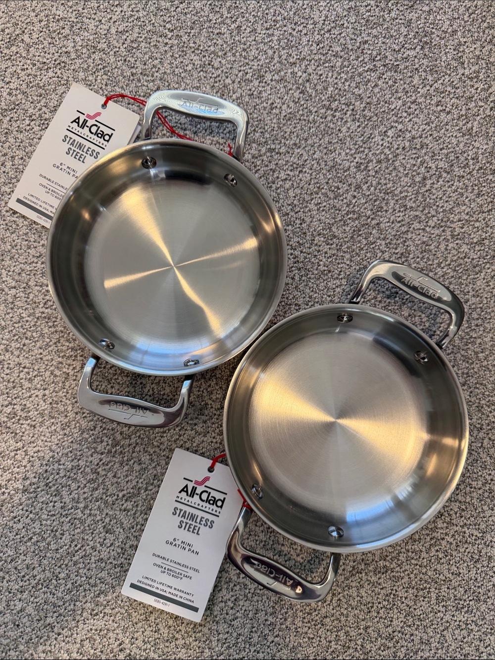 🩶🩶 NWT All-Clad 6” Mini Bakers - Set of 2 - Stainless Steel - Mini Gratins 🩶🩶
